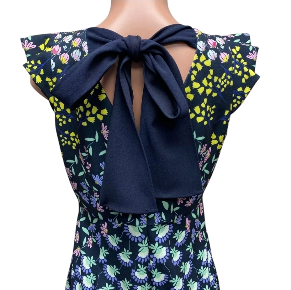 NWT Nanette LEPORE Navy Spring Shutter Sleeve Sheath Knee Midi Dress - Picture 5 of 11